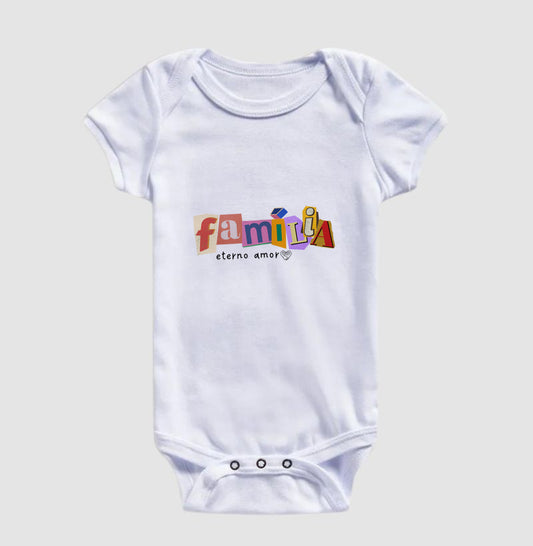 Body Infantil Família Letra de Jornal
