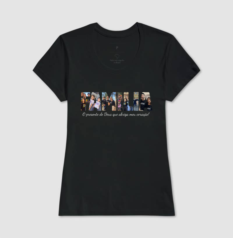 Camiseta - Família Letras com Fotos