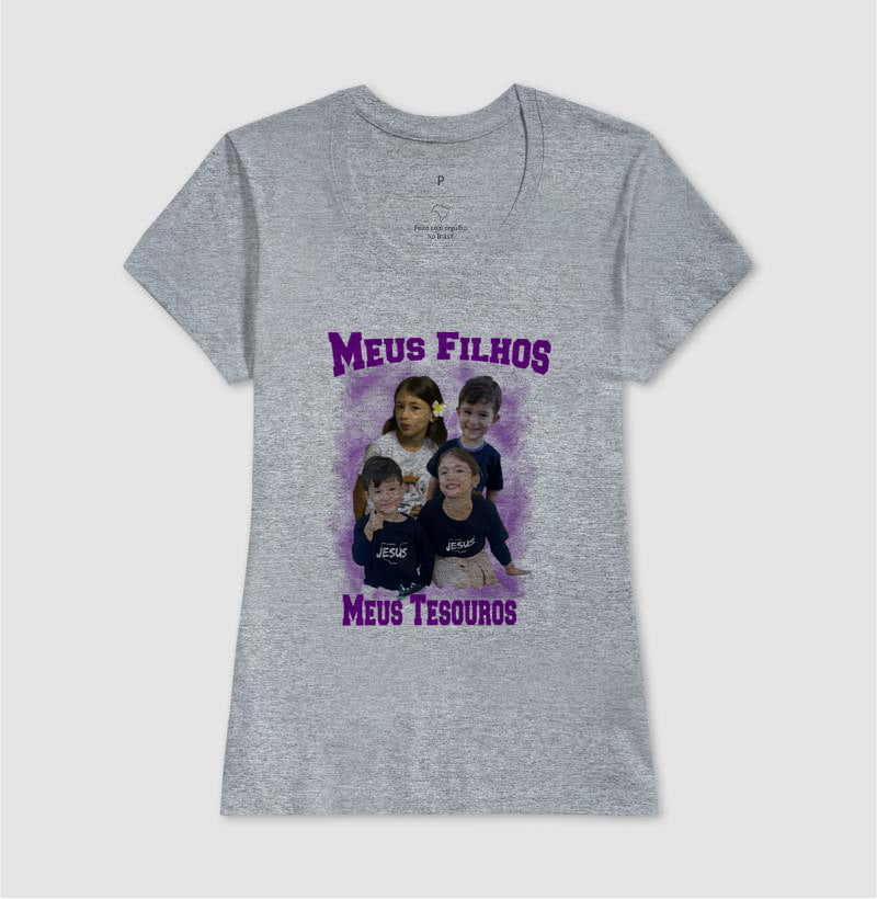 Camiseta Bootleg Personalizada - Meus Tesouros Com fotos