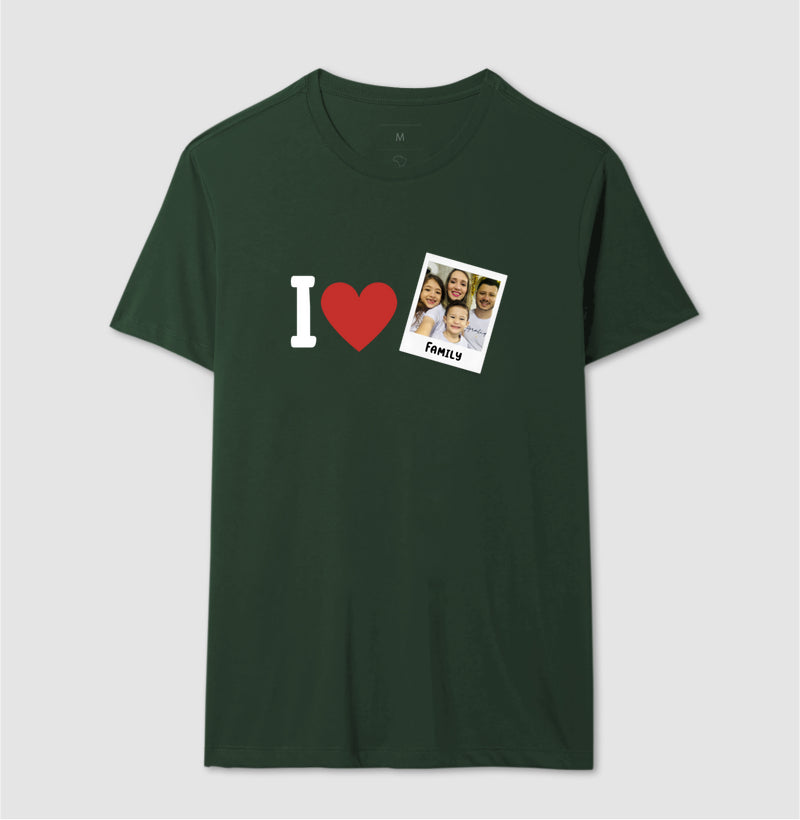 Camiseta Familia - I Love + Foto Retrô