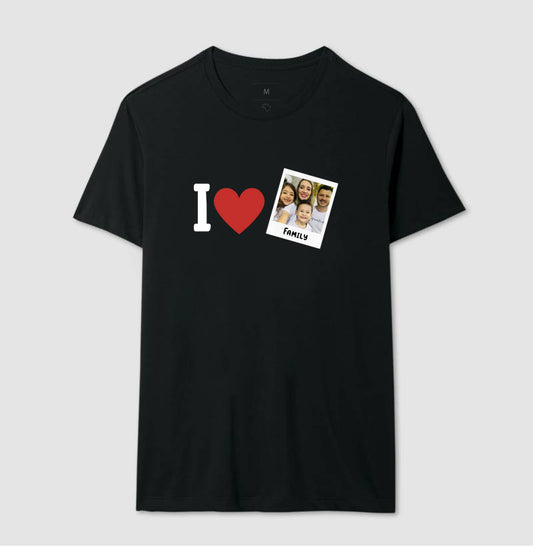 Camiseta Personalizada Familia - I Love + Foto Retrô