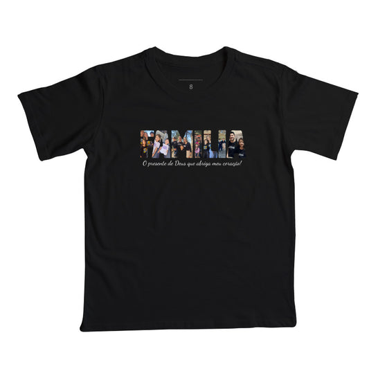 Camiseta Infantil Personalizada Família Letras com Fotos