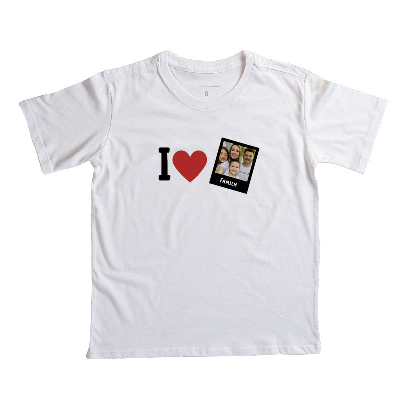 Camiseta Infantil- Familia I Love + Foto Retrô
