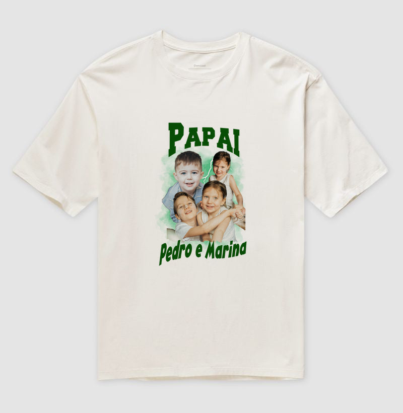 Camiseta Bootleg Personalizada - Papai e Filhos (Oversized)