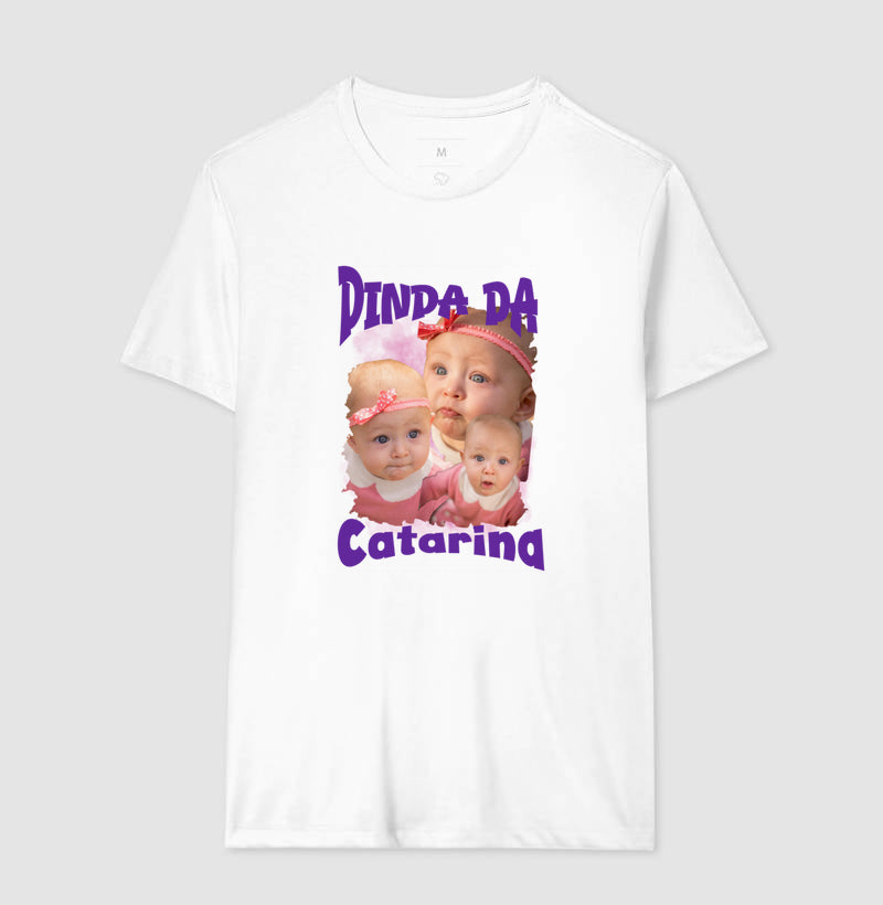 Camiseta Bootleg Personalizada Dinda(o) - com fotos