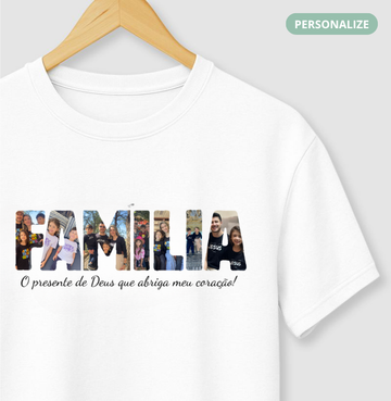 Camiseta Personalizada Família Letras com Fotos