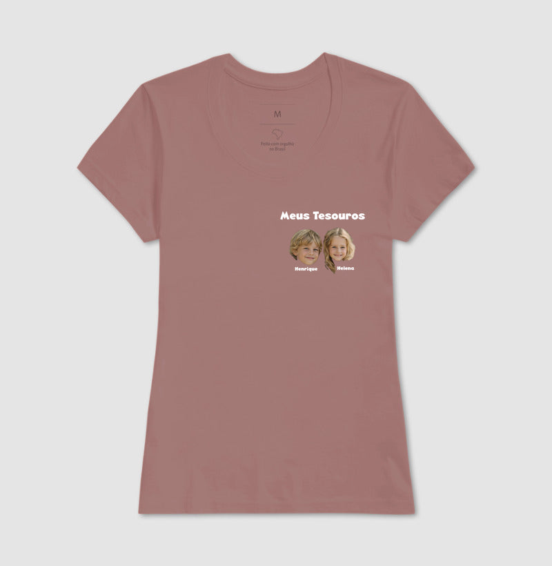 Camiseta Personalizada Meus Tesouros Mãe/Avó