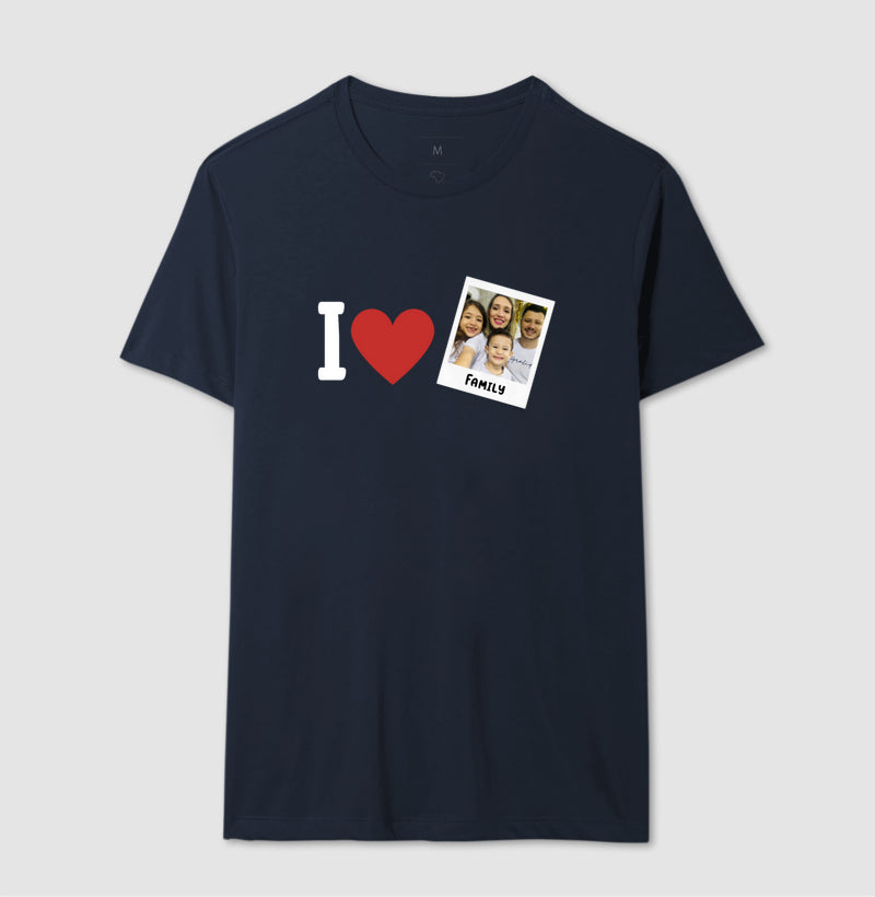 Camiseta Personalizada Familia - I Love + Foto Retrô