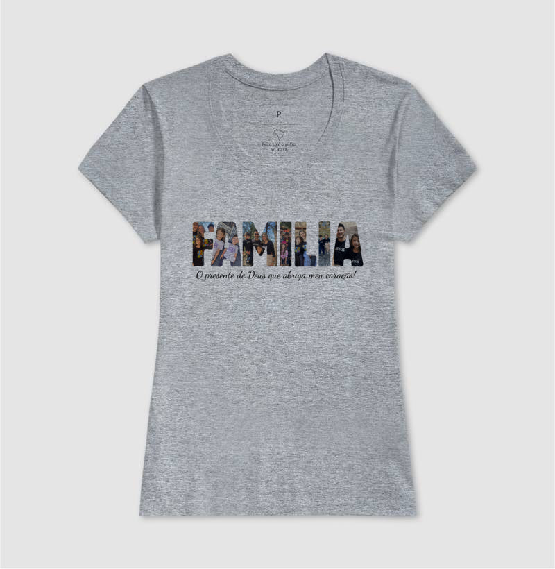 Camiseta - Família Letras com Fotos