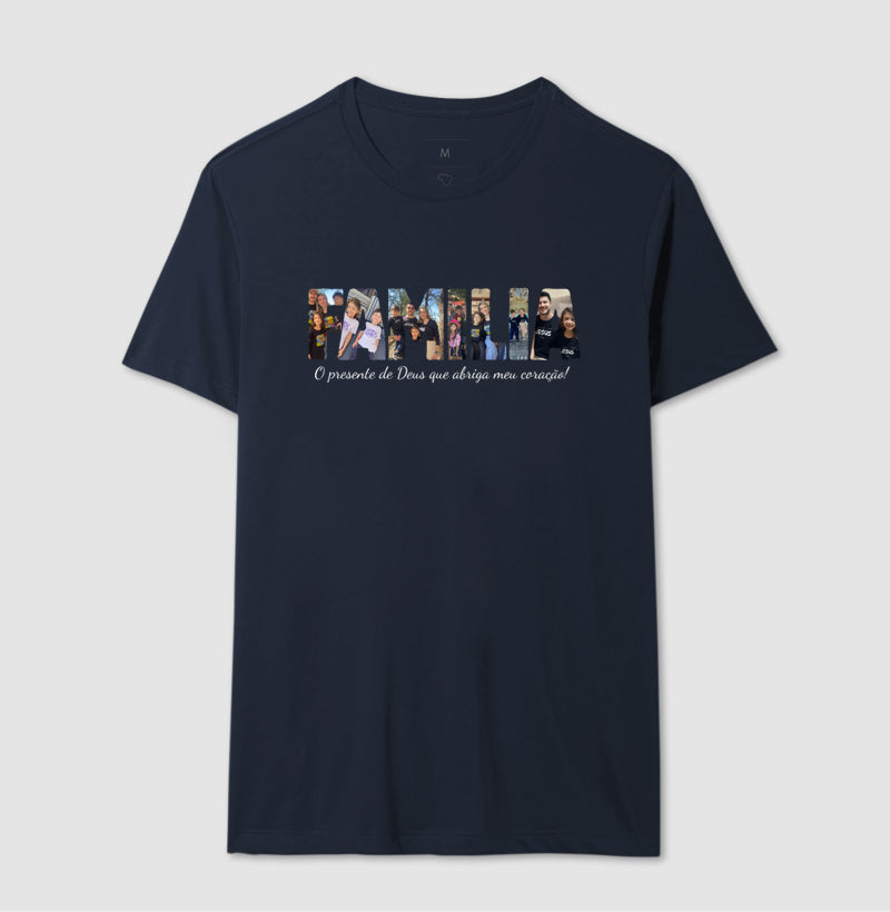 Camiseta Família Letras com Fotos
