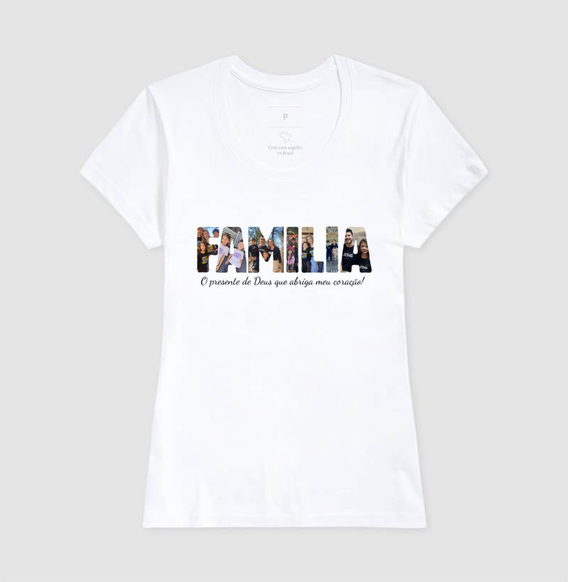Camiseta - Família Letras com Fotos