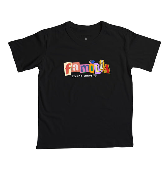 Camiseta Infantil Família Letra de Jornal