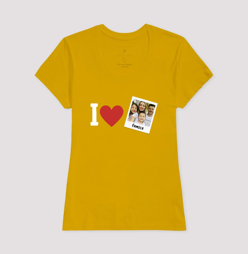 Camiseta Familia - I Love + Foto Retrô
