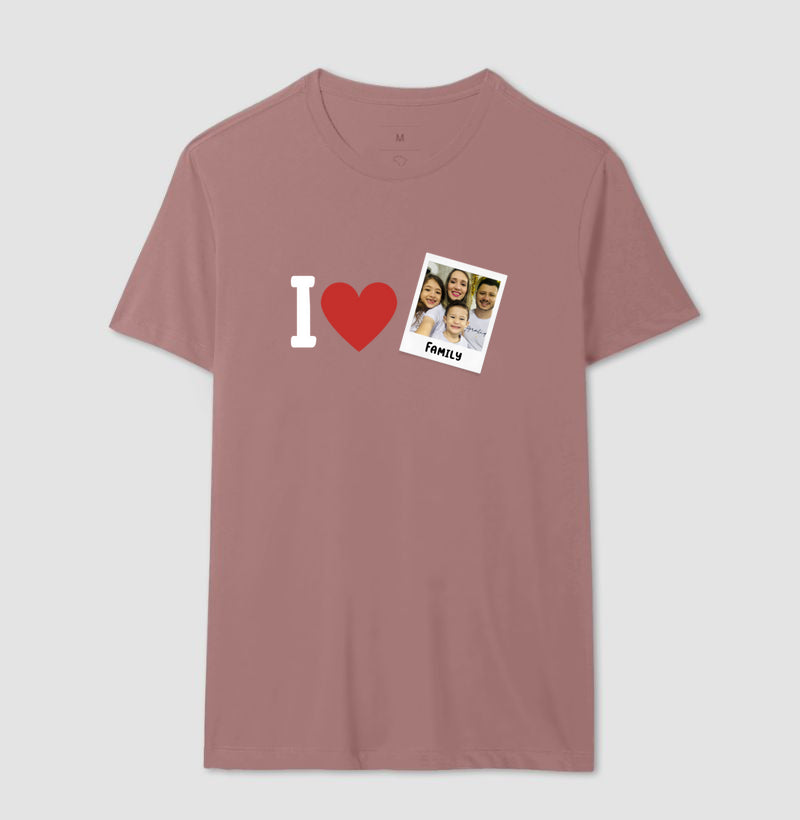 Camiseta Familia - I Love + Foto Retrô
