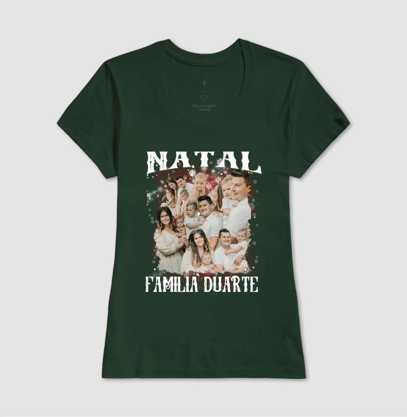 Camiseta Bootleg Personalizada Nossa Família Natal