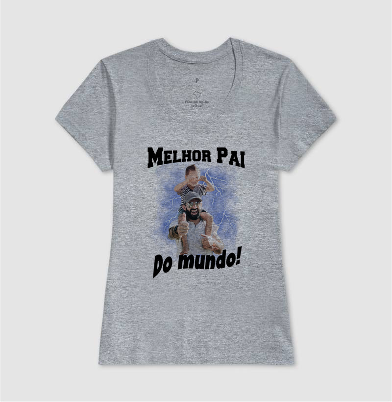 Camiseta Bootleg Personalizada - Melhor Pai do Mundo com fotos