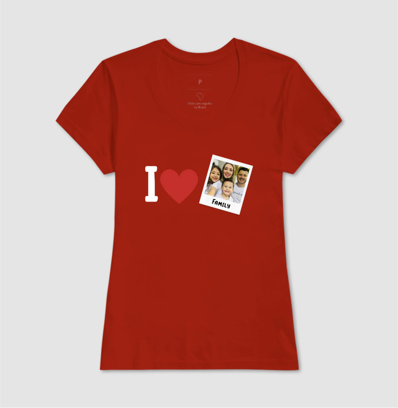 Camiseta Familia - I Love + Foto Retrô