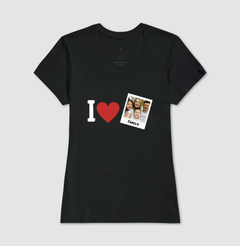 Camiseta Familia - I Love + Foto Retrô