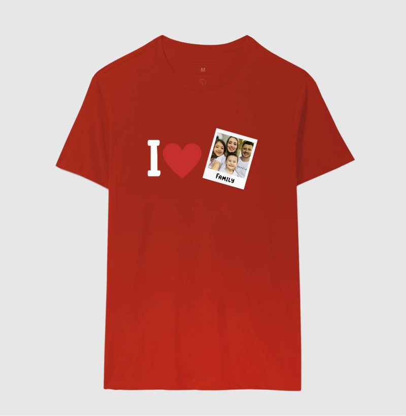 Camiseta Familia - I Love + Foto Retrô