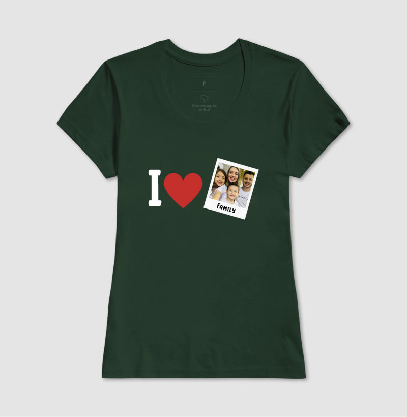 Camiseta Familia - I Love + Foto Retrô