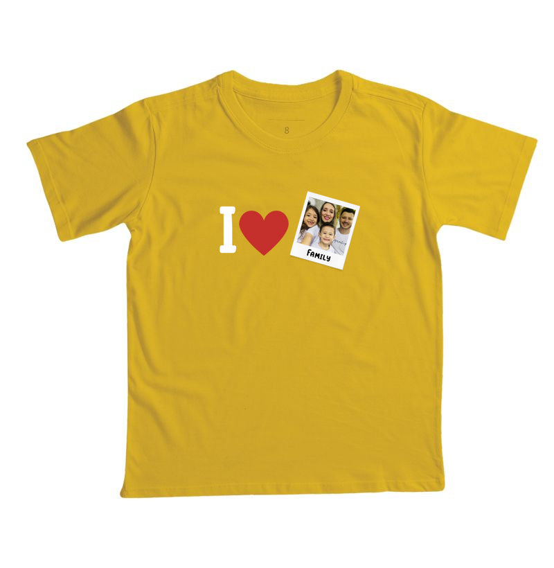 Camiseta Infantil- Familia I Love + Foto Retrô