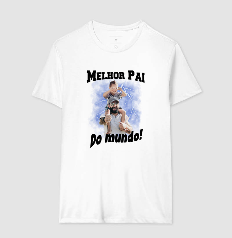 Camiseta Bootleg Personalizada - Melhor Pai do Mundo com fotos