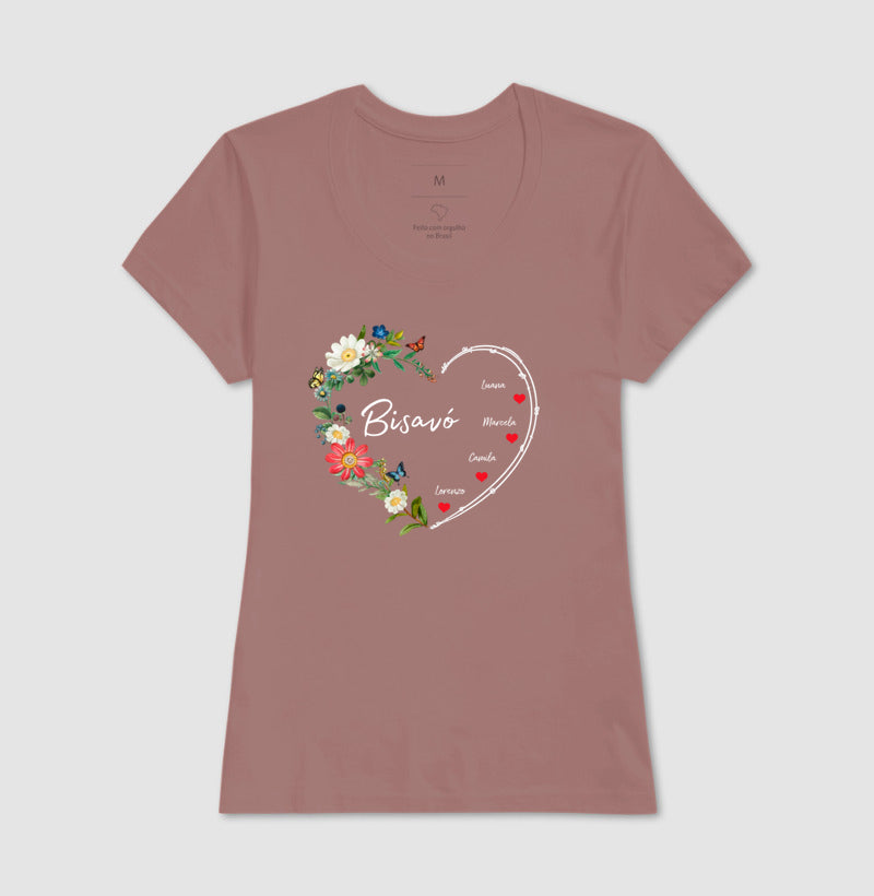 Camiseta Personalizada Bisavó Coração Floral
