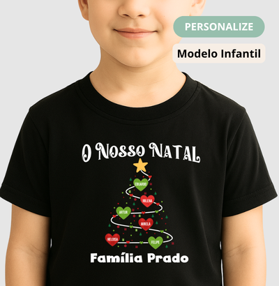 Camiseta Infantil Personalizada Árvore de natal com nomes