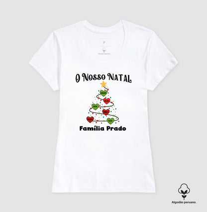 Camiseta Personalizada Árvore de natal com nomes (Algodão Peruano)