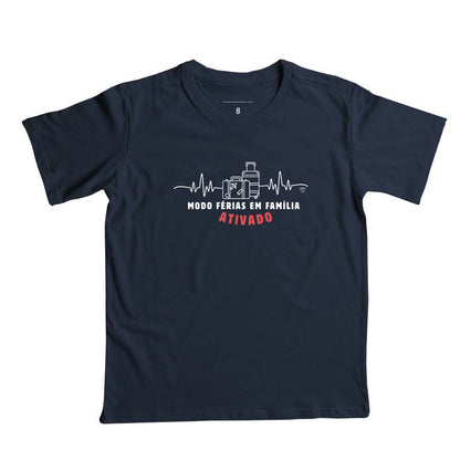 Camiseta Infantil Modo Férias em Família Ativado
