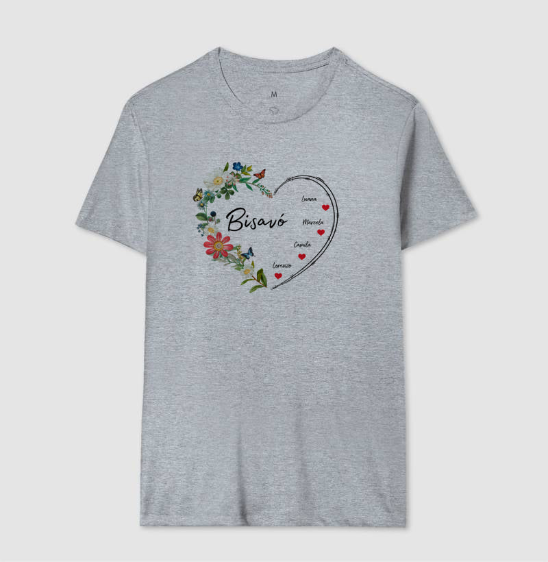 Camiseta Personalizada Bisavó Coração Floral