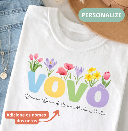 Camiseta Personalizada Vovó com Flores