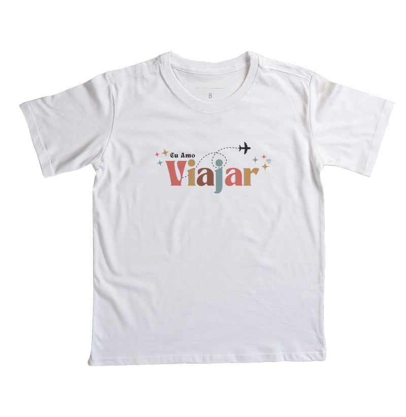 Camiseta Infantil Eu amo viajar 2