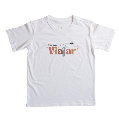 Camiseta Infantil Eu amo viajar 2