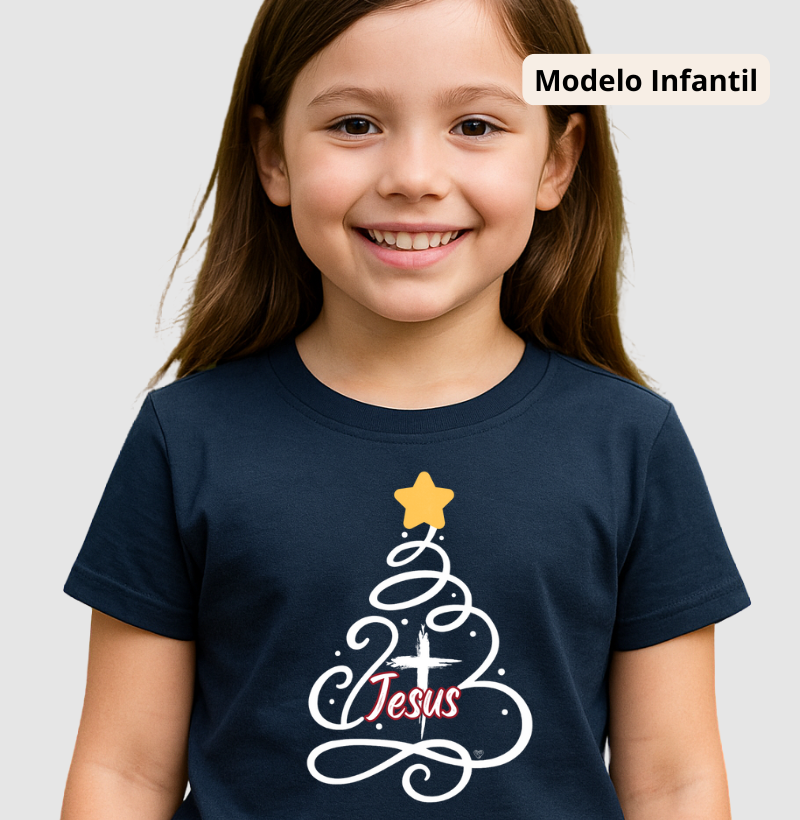 Camiseta Infantil Natal Árvore de Jesus