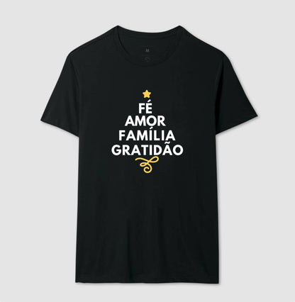 Camiseta Natal Fé, amor, família e Gratidão