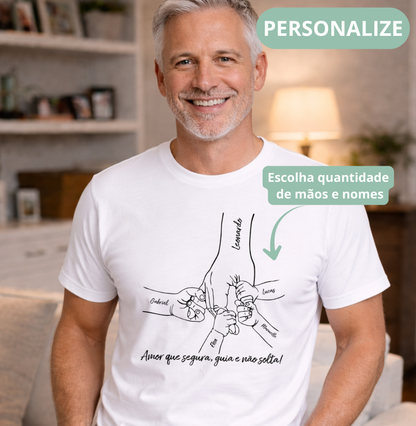 Camiseta Personalizada Mãos de amor e proteção