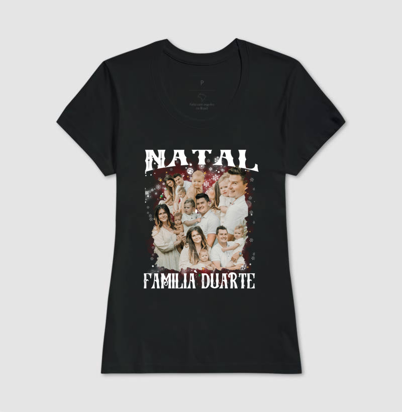 Camiseta Bootleg Personalizada Nossa Família Natal
