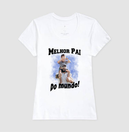 Camiseta Bootleg Personalizada - Melhor Pai do Mundo com fotos