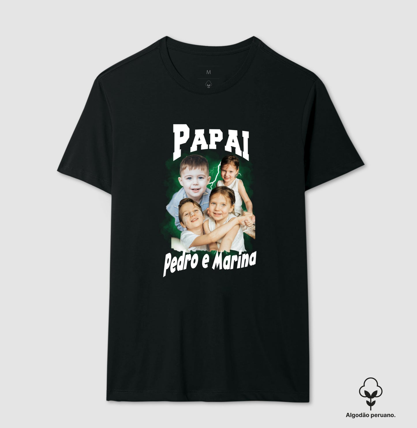 Camiseta Bootleg Personalizada Papai e Filhos (Algodão Peruano)