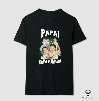 Camiseta Bootleg Personalizada Papai e Filhos (Algodão Peruano)