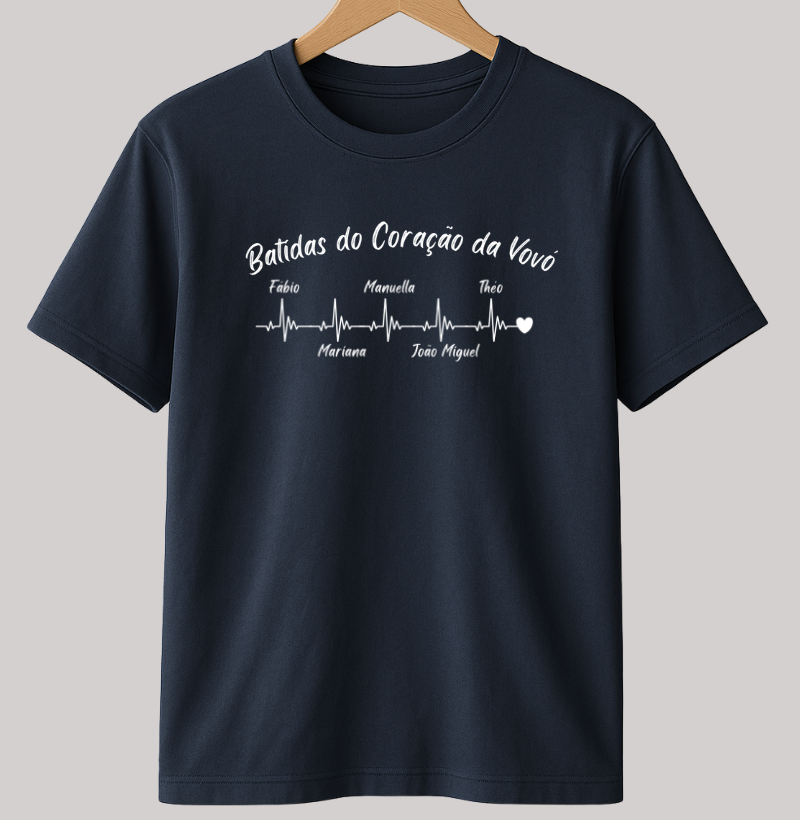 Camiseta Personalizada - Batidas do Coração da Vovó