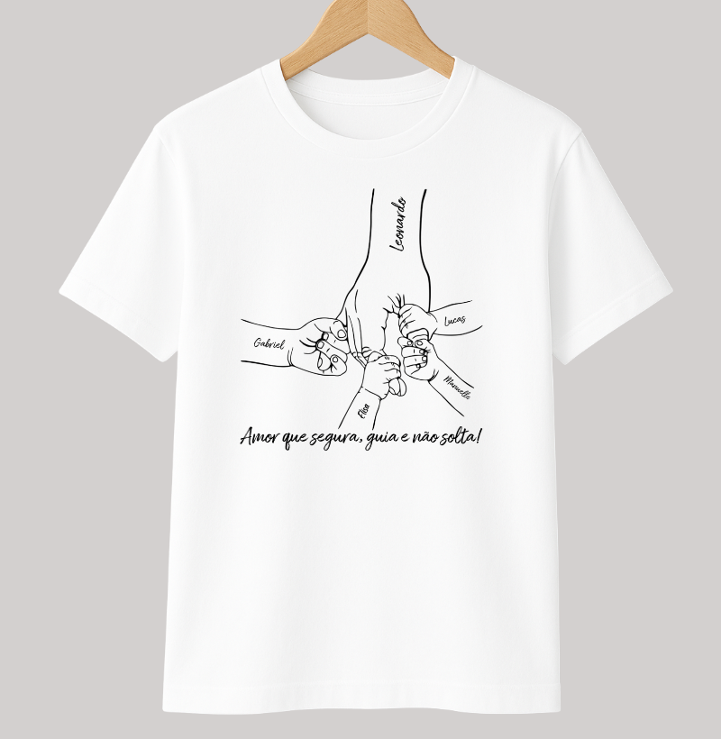 Camiseta Personalizada Mãos de amor e proteção