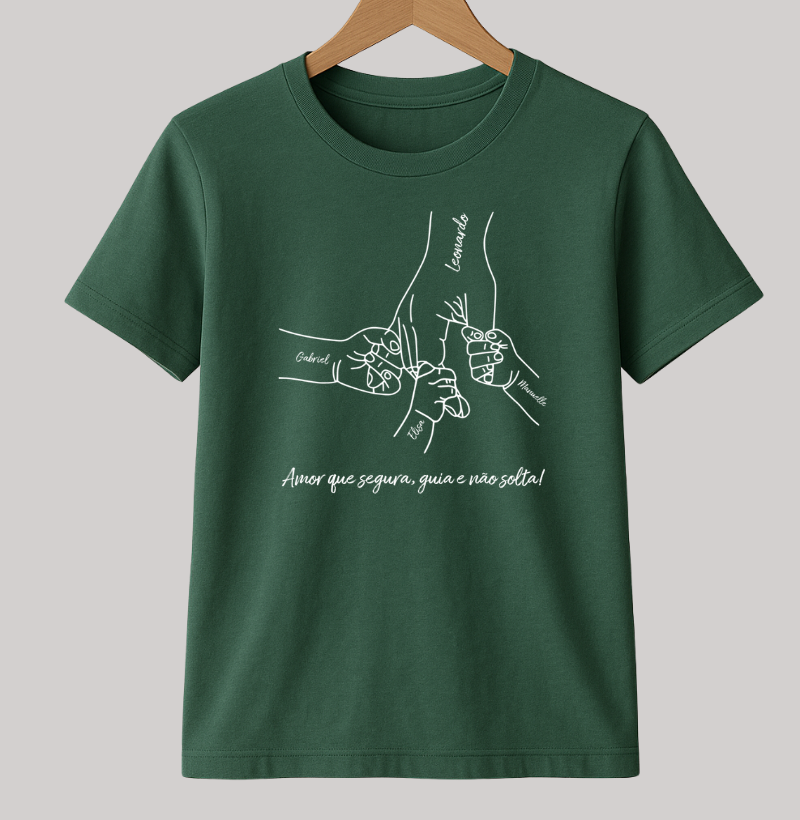 Camiseta Personalizada Mãos de amor e proteção