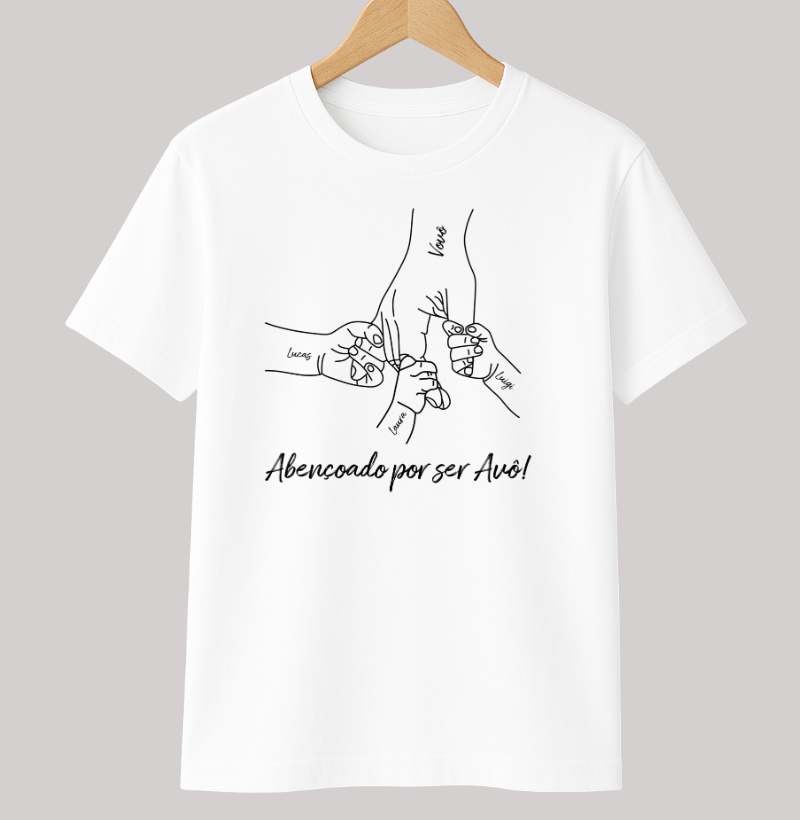 Camiseta personalizada Mãos dadas, abençoado por ser avô