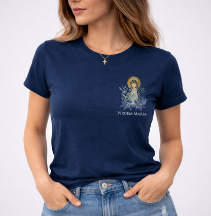 Camiseta Virgem Maria Azul Aquarela
