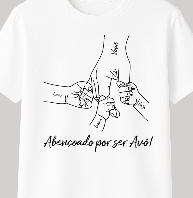 Camiseta personalizada Mãos dadas, abençoado por ser avô