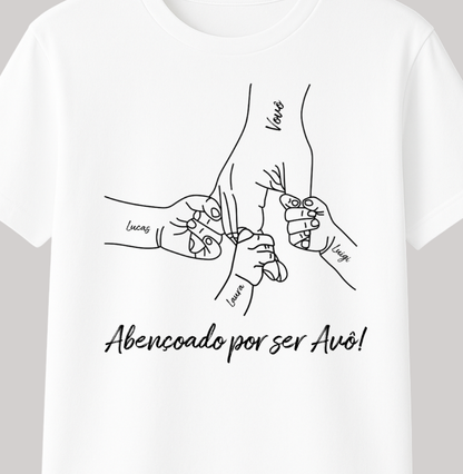 Camiseta personalizada Mãos dadas, abençoado por ser avô
