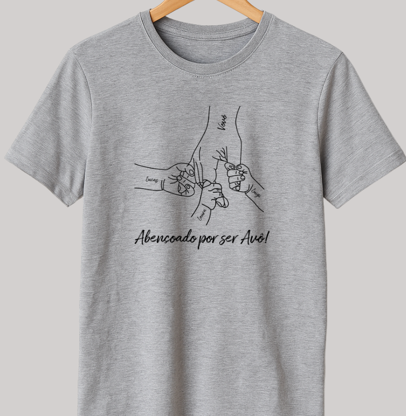Camiseta personalizada Mãos dadas, abençoado por ser avô