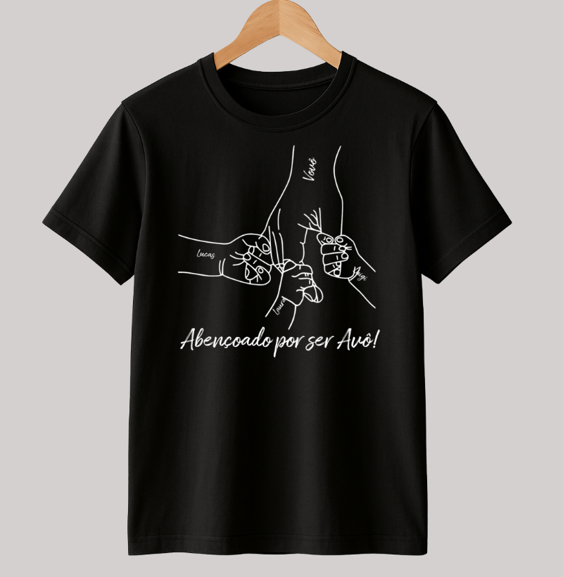 Camiseta personalizada Mãos dadas, abençoado por ser avô
